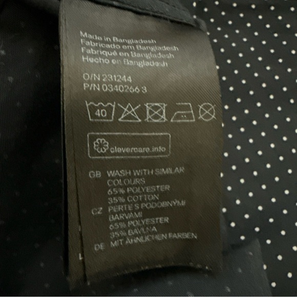 H&M Men’s Size XL Black/White Slim Fit Polka Dot Button Up Long Sleeve Shirt - Picture 7 of 8